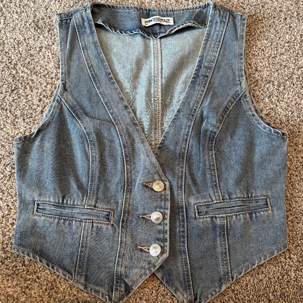 Princess Polly Denim Blue Vest Tank Top